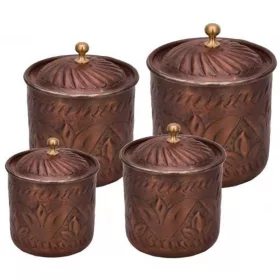 Safran Spice Container – 4-Pack Set, Handcrafted, Oxidized