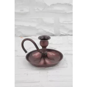   Alem Candle Holder & Şinanay & Hand Candlestick – Copper Handle, Straight, Oxidized