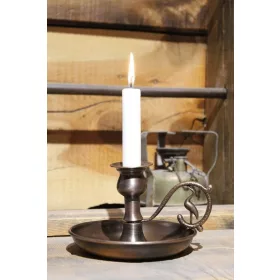 Alem Candle Holder – Straight, Oxidized Handle